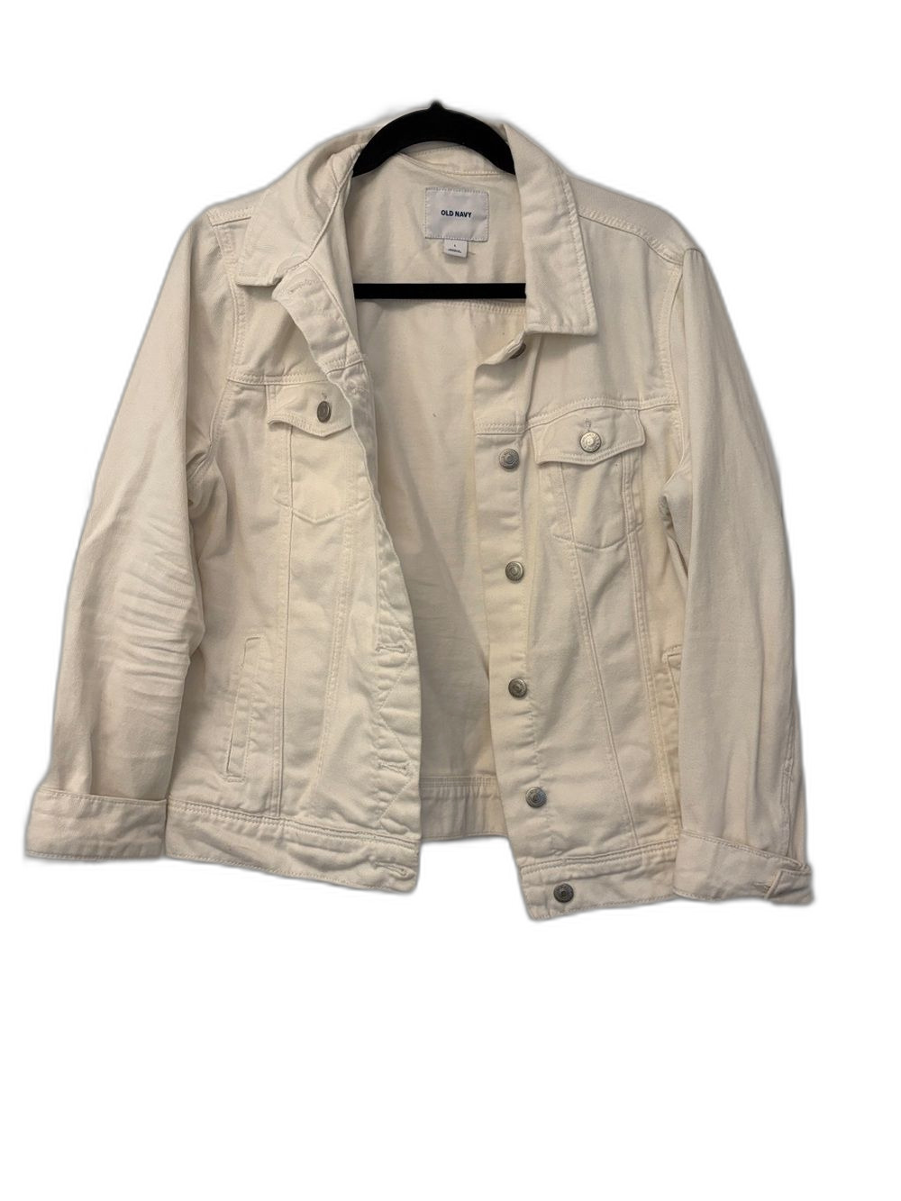 Old Navy Off-White Cream Denim Jean Jacket Size Large L Button Front Trucker